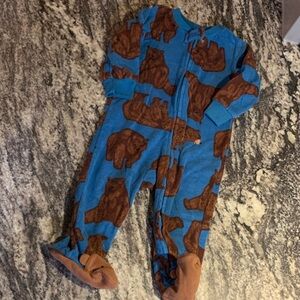 Carter's Blue and Brown Bear Footed One-Piece Pajamas